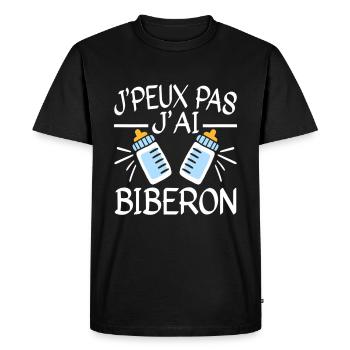 Je Peux pas J'Ai Biberon Bébé Humour - T-shirt Premium bio Homme - noir - Devant - Nico (187cm)