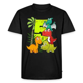 Garçon anniversaire 5 ans cinq 5e Dino T-Rex - T-shirt Premium bio Homme - noir - Devant - Nico (187cm)