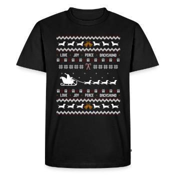 Dackel / Dachshund Weihnachten Ugly Christmas - Männer Premium Bio T-Shirt - Schwarz - Vorne - Nico (187cm)