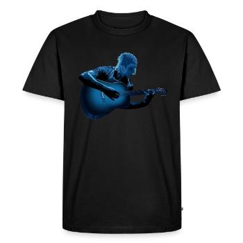 ACOUSTIC GUITAR ABSTRACT, MAN PLAYING, RETRO - Men's Premium Organic T-Shirt - black - Front - Nico (187cm)