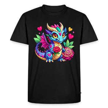 Colorful Dragon - Men's Premium Organic T-Shirt - black - Front - Nico (187cm)