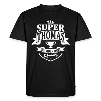 Super Thomas - T-shirt Premium bio Homme - noir - Devant - Nico (187cm)