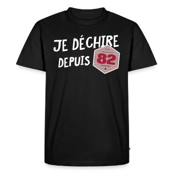 je déchire depuis 82 - Vignette automobile - T-shirt Premium bio Homme - noir - Devant - Nico (187cm)