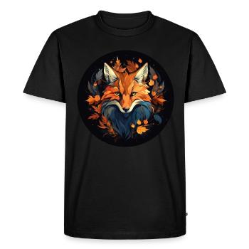Fox in autumn foliage - Men's Premium Organic T-Shirt - black - Front - Nico (187cm)