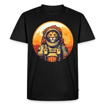 Lion in space - Men's Premium Organic T-Shirt - black - Front - Nico (187cm)