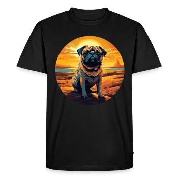 Carlin dans le désert au coucher du soleil - T-shirt Premium bio Homme - noir - Devant - Nico (187cm)