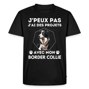 chien doux border collie 3 - T-shirt Premium bio Homme - noir - Devant - Nico (187cm)