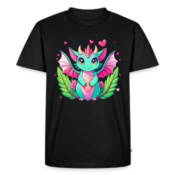 Colorful Dragon - Men's Premium Organic T-Shirt - black - Front - Nico (187cm)