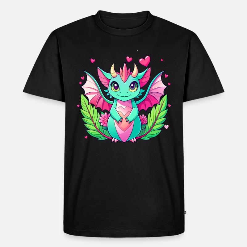 Farbenfroher Drache - Männer Premium Bio T-Shirt - Schwarz