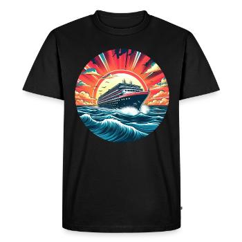 Croisière Aventure : Coucher de soleil et mer agitée - T-shirt Premium bio Homme - noir - Devant - Nico (187cm)