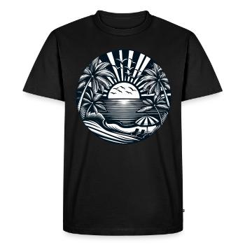 Vacances Été Soleil Plage Palmiers Silhouette - T-shirt Premium bio Homme - noir - Devant - Nico (187cm)