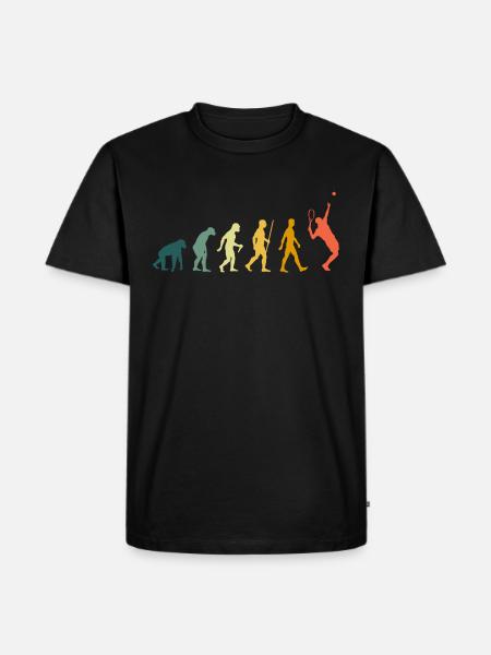 Tennis Evolution Retro - Männer Premium Bio T-Shirt - Schwarz