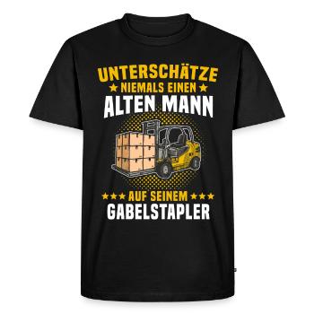 Staplerfahrer Gabelstapler Mann unterschätze - Männer Premium Bio T-Shirt - Schwarz - Vorne - Nico (187cm)