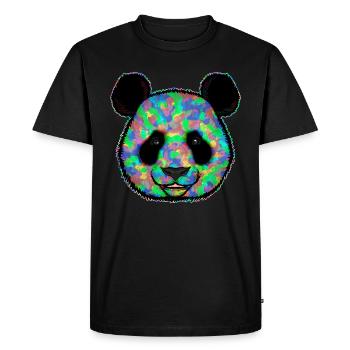 Arc-en-ciel coloré Panda ours Camouflage - T-shirt Premium bio Homme - noir - Devant - Nico (187cm)
