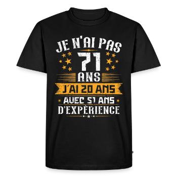 Je n'ai pas 71 ans, Cadeau d'anniversaire 71 ans - T-shirt Premium bio Homme - noir - Devant - Nico (187cm)