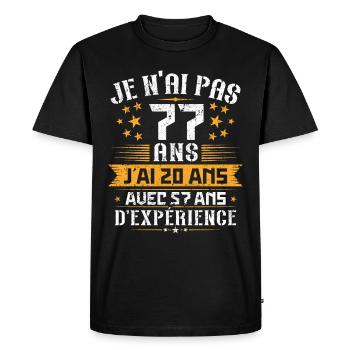 Je n'ai pas 77 ans, Cadeau d'anniversaire 77 ans - T-shirt Premium bio Homme - noir - Devant - Nico (187cm)