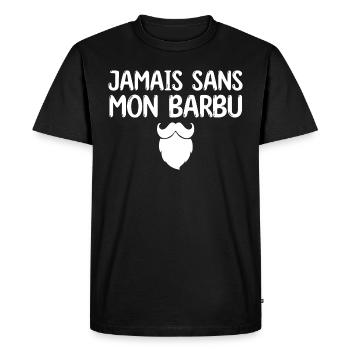 Jamais sans mon barbu - cadeau couple mariée barbu - T-shirt Premium bio Homme - noir - Devant - Nico (187cm)