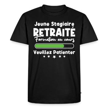 Jeune stagiaire retraité formation en cours - T-shirt Premium bio Homme - noir - Devant - Nico (187cm)