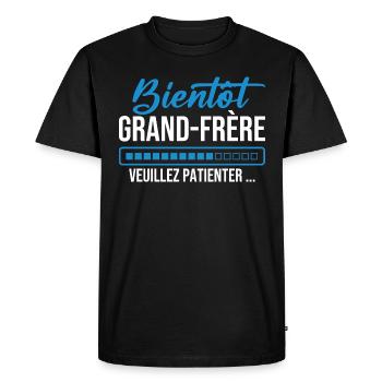 Soon big brother please wait - Men's Premium Organic T-Shirt - black - Front - Nico (187cm)