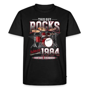 1984 Vintage Drum Drummer Anniversaire - T-shirt Premium bio Homme - noir - Devant - Nico (187cm)