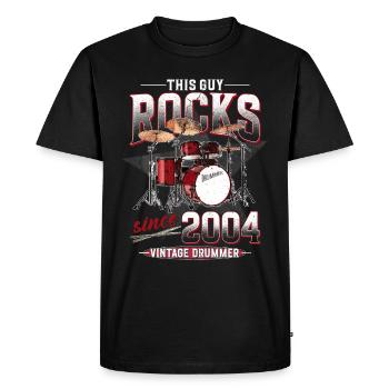 2004 Vintage Drum Drummer Anniversaire - T-shirt Premium bio Homme - noir - Devant - Nico (187cm)