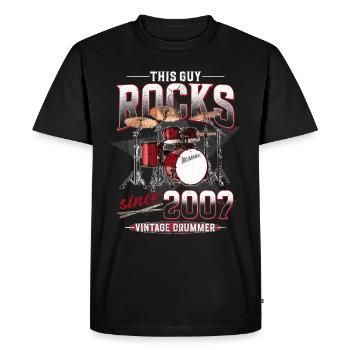 2007 Vintage Drum Drummer Anniversaire - T-shirt Premium bio Homme - noir - Devant - Nico (187cm)