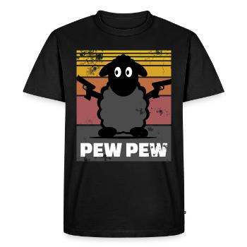 Sheep - Pew Pew Crazy Design Gift - Men's Premium Organic T-Shirt - black - Front - Nico (187cm)