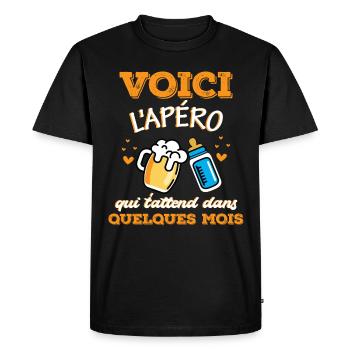 Biberon bière futur papa annonce grossesse drôle - T-shirt Premium bio Homme - noir - Devant - Nico (187cm)
