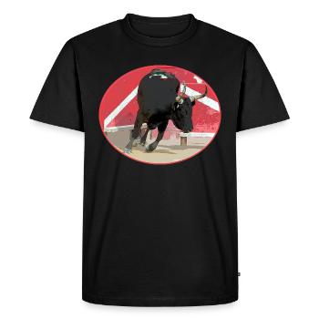 Taureau de Camargue ovale - T-shirt Premium bio Homme - noir - Devant - Nico (187cm)