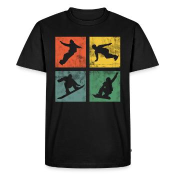 Snowboard Snowboarder Sports d’hiver Vintage - T-shirt Premium bio Homme - noir - Devant - Nico (187cm)
