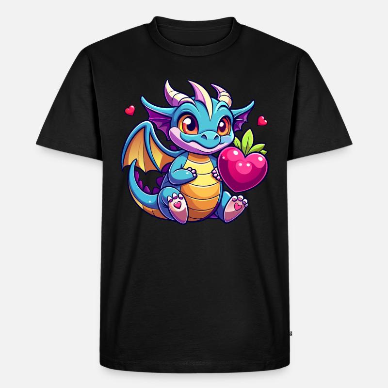 Farbenfroher Drache - Männer Premium Bio T-Shirt - Schwarz