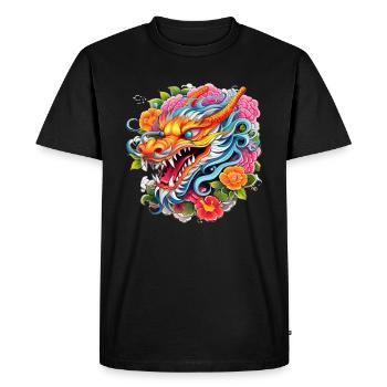 Chinese Dragon - Men's Premium Organic T-Shirt - black - Front - Nico (187cm)