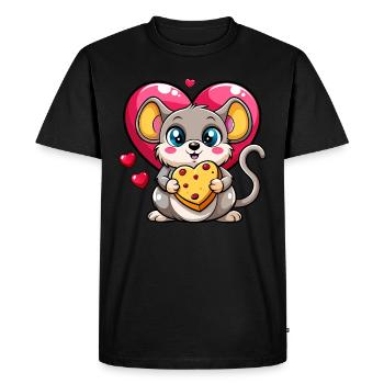 Cheese Loving Mouse - Men's Premium Organic T-Shirt - black - Front - Nico (187cm)