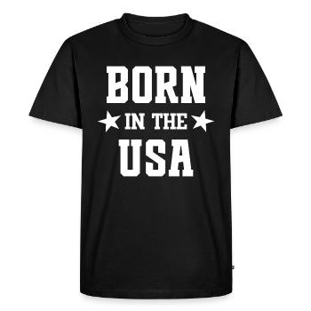 Né aux États-Unis - T-shirt Premium bio Homme - noir - Devant - Nico (187cm)