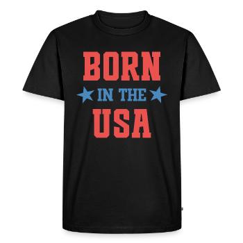Né aux États-Unis - T-shirt Premium bio Homme - noir - Devant - Nico (187cm)