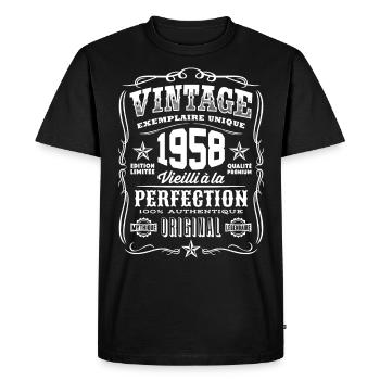 Vintage 1958 Cadeau Anniversaire 61 Ans - T-shirt Premium bio Homme - noir - Devant - Nico (187cm)