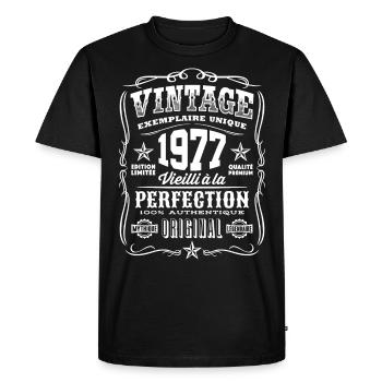 Vintage 1977 Cadeau Anniversaire 42 Ans - T-shirt Premium bio Homme - noir - Devant - Nico (187cm)