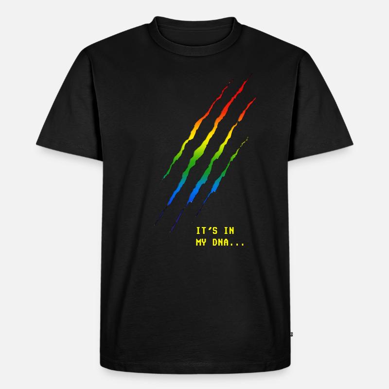 Regenbogen Kratzer - Männer Premium Bio T-Shirt - Schwarz