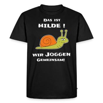 Jogging Jogging Sport Snail Funny Hilde - Men's Premium Organic T-Shirt - black - Front - Nico (187cm)