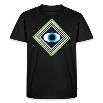 Oeil carré - T-shirt Premium bio Homme - noir - Devant - Nico (187cm)