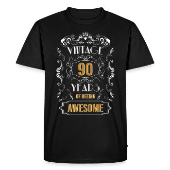 Vintage, 90 years of awesome, 90th birthday - Men's Premium Organic T-Shirt - black - Front - Nico (187cm)