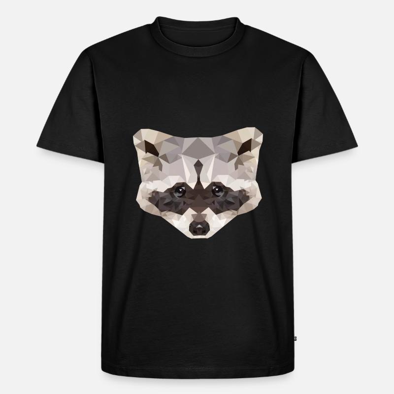 Waschbär Polygon - Männer Premium Bio T-Shirt - Schwarz