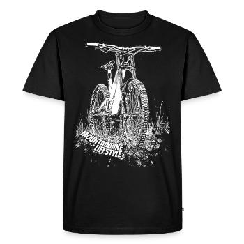 Mountain biker / MTB downhill bike gift - Men's Premium Organic T-Shirt - black - Front - Nico (187cm)