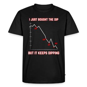 Actions et crypto-monnaies Proverbe Bought the Dip - T-shirt Premium bio Homme - noir - Devant - Nico (187cm)