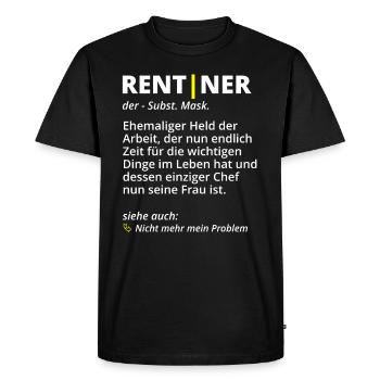 Rentner Wörterbuch Spruch für den Ruhestand - Männer Premium Bio T-Shirt - Schwarz - Vorne - Nico (187cm)