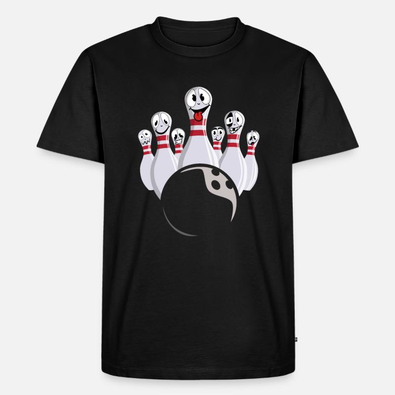 Bowling mit lachenden Bowling-Pins - Männer Premium Bio T-Shirt - Schwarz