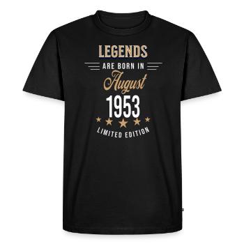 Legends are born in August 1953 - Men's Premium Organic T-Shirt - black - Front - Nico (187cm)