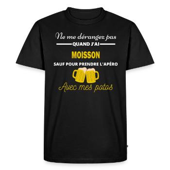 Ne me dérangez pas QUAND J'ai l'apéro moisson - T-shirt Premium bio Homme - noir - Devant - Nico (187cm)