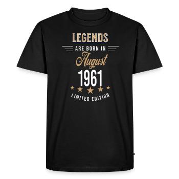 Les légendes naissent en août 1961 - T-shirt Premium bio Homme - noir - Devant - Nico (187cm)