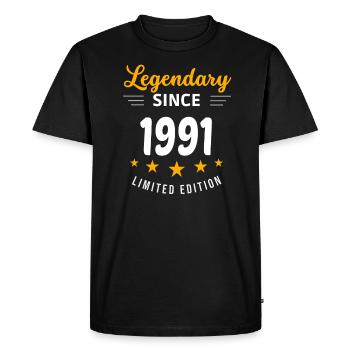 Legendary since 1991 - Men's Premium Organic T-Shirt - black - Front - Nico (187cm)